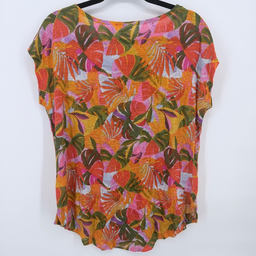 C&C California Linen T-Shirt Womens Large Orange Pink Vibrant Tropical Boho NWOT - Picture 5 of 5